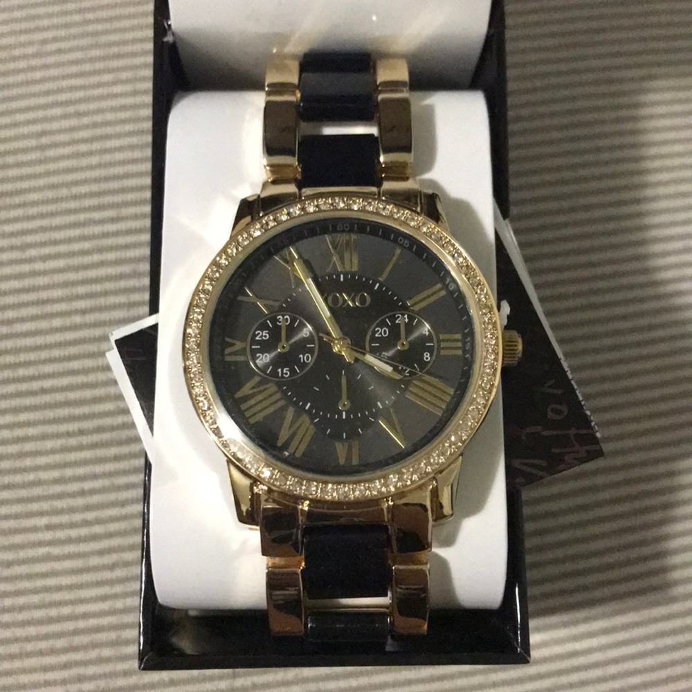 Xoxo Black & Gold Watch